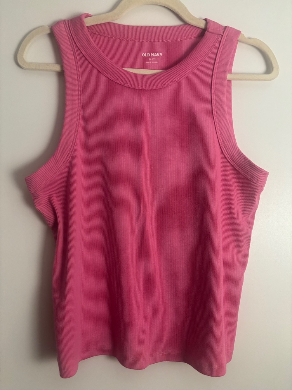 Old Navy Pink Ribbed Crewneck Tank Top